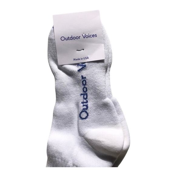 OUTDOOR VOICES NIP Unisex Full Cushion White Blue Graphic Crew Socks - Picture 7 of 15
